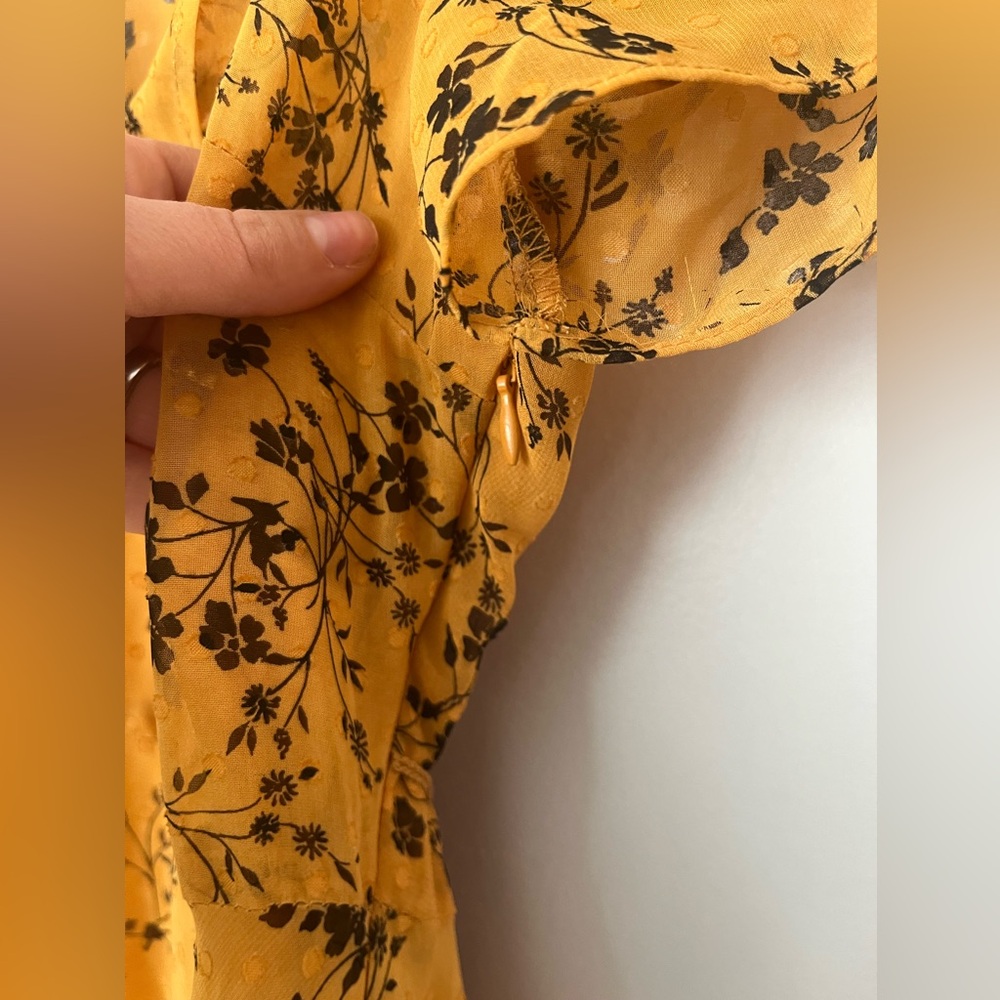 Nanette Lepore midi dress floral mustard belted size 6 - Picture 4 of 11